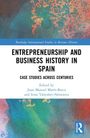 "Entrepreneurship and Business History in Spain: Case Studies Across Centuries." Bunter, abstrakter Hintergrund.