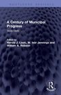 Text: "A Century of Municipal Progress 1835-1935. Edited by Harold J. Laski, W. Ivor Jennings, William A. Robson." Hintergrund: Dunkle Struktur.