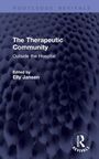 "The Therapeutic Community: Outside the Hospital. Edited by Elly Jansen. Bläuliche, strukturierte Oberfläche mit Logo."