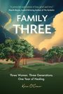 "Family Three. Drei Frauen. Drei Generationen. Ein Jahr der Heilung." Ein Baum mit Schaukel vor dramatischem Himmel.