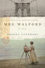 „MRS. WALFORD. A Novel. BRENDA TYEDMERS.“ Frau malt am Strand auf einer Leinwand, Brooklyn-Brücke oben.