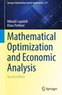 "Mathematical Optimization and Economic Analysis, Second Edition". Blau-gelber Hintergrund mit geometrischen Linien.