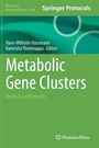 „Metabolic Gene Clusters“, grüne Buchabdeckung, Springer und Humana Press Logos, kreisförmige Muster.