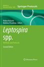 „Leptospira spp. Methods and Protocols, Second Edition.“ Auf grünem Hintergrund, mit abstrakten Kreisen.