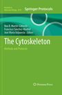 Text oben: "Springer Protocols". Darunter: Titel "The Cytoskeleton". Grüner Hintergrund mit abstrakten Kreisen.
