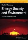 "Buchcover: Energy, Society and Environment. Silhouette einer Industrieanlage vor rotem Sonnenuntergang."