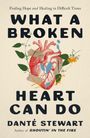 Text: "What a Broken Heart Can Do. Finding Hope and Healing in Difficult Times. Dante Stewart. Flatiron Books, Cover Forthcoming." Unten ein kleines Logo eines flachen Gebäudes. Hintergrund in hellblau und weiß.