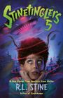 "Stinetinglers 5", "10 New Stories from America's Scare Master", "R.L. Stine, Author of Goosebumps". Ein Junge schaut ängstlich auf ein UFO am Himmel.