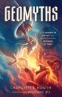 Titel: "GEOMYTHS". Ein Krieger auf einem weißen Pferd kämpft gegen ein feuerspeiendes, mehrköpfiges Wesen.