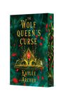 Text: "The Wolf Queen's Curse" und "Kaylee Archer". Illustration: Goldene Krone mit rotem Edelstein auf grünem Hintergrund.