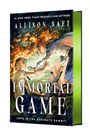 "Immortal Game" von Allison Saft. Zwei Figuren schweben dramatisch mit fließendem Haar, von Schachfiguren umgeben.