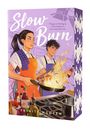 "Slow Burn" und "Things are heating up in the kitchen in more ways than one." Zwei Personen kochen mit Flammen.