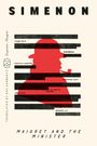 Oben steht "SIMENON". Unten "MAIGRET AND THE MINISTER". Silhouette eines Mannes mit Pfeife, teils geschwärzt.