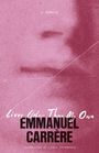 Text: "A Memoir," "Lives Other Than My Own," "Emmanuel Carrère," "Translated by Linda Coverdale." Eine Nahaufnahme eines Gesichtes in Rosa.