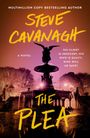 „Steve Cavanagh“, „The Plea“, „His client is innocent, his wife is guilty. Who will he save?“; Silhouette eines Engelsbrunnens.