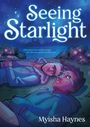 „Seeing Starlight“, „One moved across the country, the other moved across the stars“. Zwei Menschen, die auf einer Wiese liegen.