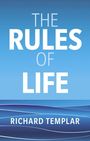 Text: "The Rules of Life, Richard Templar." Hintergrund: Blautöne mit wellenförmigen Linien unten.