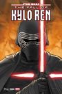 "Star Wars: The Fall of Kylo Ren." Eine Illustration von Kylo Ren mit rotem Lichtschwert, umgeben von Flammen.