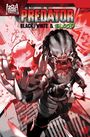 Text: "PREDATOR BLACK, WHITE & BLOOD". Ein bedrohlich aussehendes Wesen in intensiven Rot- und Schwarztönen.