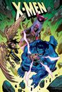 Text: "X-MEN" groß oben. Illustration: Figuren mit Flügeln, blauem Fell und anderen Merkmalen in dynamischer Pose.