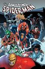 „The Amazing Spider-Man“: Eine Illustration mit Spider-Man und anderen Superhelden in dynamischen Posen.