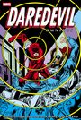 "DAREDEVIL OMNIBUS" in großen Buchstaben darüber. Daredevil kämpft in Rot mit Menschen in Blau. Comic-Illustration.