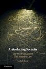 Text: "Articulating Security: The United Nations and its Infra-Law" von Isobel Roele. Wirres Linienmuster auf dunklem Hintergrund.