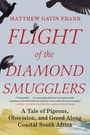 "Flight of the Diamond Smugglers" von Matthew Gavin Frank; Pinguine am Himmel, Küstenlandschaft im Hintergrund.