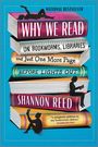 "Why We Read" steht auf einem Stapel Bücher in leuchtenden Farben, mit Lesenden in schwarzer Silhouette.