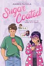 „Sugar Coated“ und „The truth isn’t as sweet as it seems...“ Zwei Personen mit Smartphones, viele Herzen-Symbole.