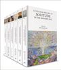 Sechs Buchbände mit Titeln wie "A Cultural History of Solitude" und farbigen Illustrationen auf den Covern.