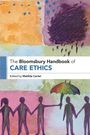 "The Bloomsbury Handbook of Care Ethics, Edited by Matilda Carter." Illustration: Menschen halten sich an einer bunten Szene.