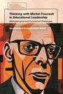 "Thinking with Michel Foucault in Educational Leadership." Farbiges Porträt eines Mannes mit Brille im abstrakten Stil.