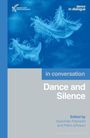 "In conversation: Dance and Silence, Edited by Vipavinee Artpradid and Petra Johnson." Zwei schwebende Formen in Blau.