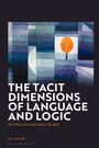 „THE TACIT DIMENSIONS OF LANGUAGE AND LOGIC“ in Weiß. Bunte geometrische Illustration mit einem orangen Kreis.