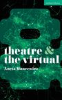 Titel: "theatre & the virtual", Autor: Aneta Mancewicz. Grünes abstraktes Hintergrunddesign mit Linien und Punkten.