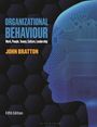 "Organizational Behaviour" Buchcover, digital gestalteter Kopf mit Schaltkreis-Muster.