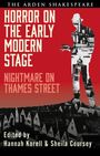„Horror on the Early Modern Stage: Nightmare on Thames Street.“ Silhouette eines Mannes mit Krallen, voll von historischen Gebäuden.