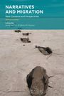 Titel: "Narratives and Migration". Bearbeitet von Anna De Fina & Sabina M. Perrino. Sandige Landschaft mit Fußabdrücken.