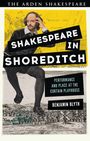 "SHAKESPEARE IN SHOREDITCH", Buchcover, Mann in historischer Kleidung auf einer alten Landkarte, Autor: Benjamin Blyth.