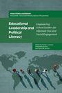[Bildbeschreibung]: Titel: "Educational Leadership and Political Literacy". Menschen laufen über eine Weltkarte auf grünem Hintergrund.