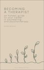 BECOMING A THERAPIST. Ein handgezeichneter Stängel mit Blättern schlängelt sich nach oben. Beige Hintergrund.