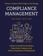 Der Titel „Compliance Management: Second Edition“ wird ergänzt durch ein abstraktes Illustration in Gelb auf dunkelblauem Hintergrund.