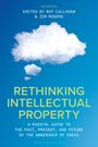 "Rethinking Intellectual Property" in Gelb, darüber ein großer, weißer Wolkenhimmel vor klarem Blau.