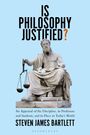"IS PHILOSOPHY JUSTIFIED? Steven James Bartlett" Eine Statue eines sitzenden Mannes mit Waage in der Hand.