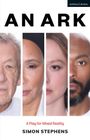 „AN ARK“, „A Play for Mixed Reality“, „SIMON STEPHENS“. Vier Gesichter in vertikalen Teilungen.