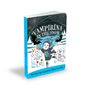 "Vampirina in the Snow" in großen Buchstaben, Illustration: Fröhliches Vampirmädchen im Schnee, umgeben von Schneemonstern.