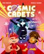 "Cosmic Cadets and the Wormhole Witch". Eine Illustration mit bunten Figuren auf einem roten Teppich.