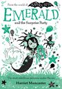 "Emerald and the Surprise Party" über einer Meerjungfrau mit Geschenk, Seesternen und Luftballons. Autor: Harriet Muncaster.