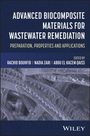 "Advanced Biocomposite Materials for Wastewater Remediation" ist der Haupttitel. Blaue Töne mit biokompositorischem Muster.